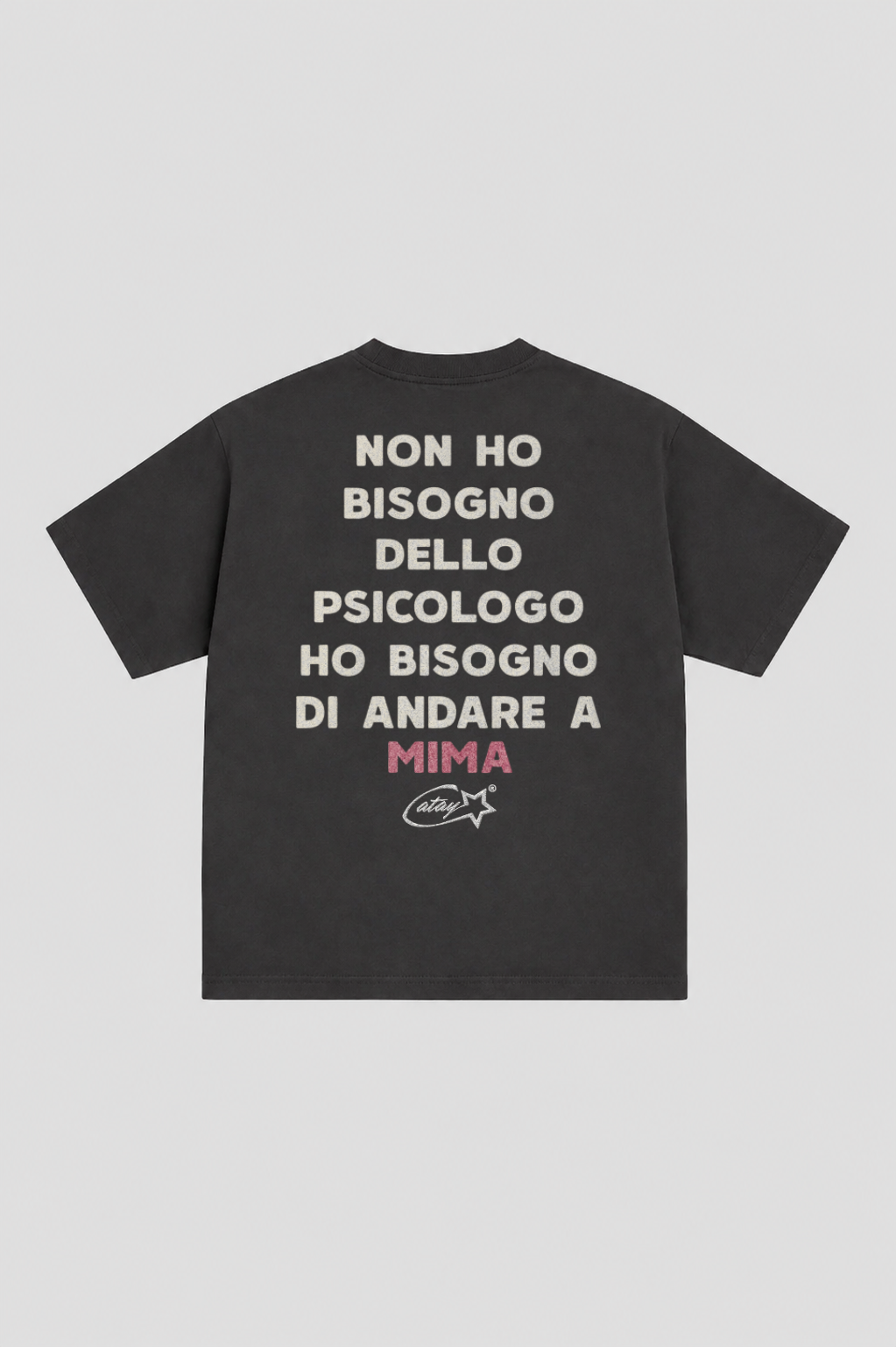 T-shirt Boxy fit "non ho bisogno dello psicologo ho bisogno di andare a mima" Black