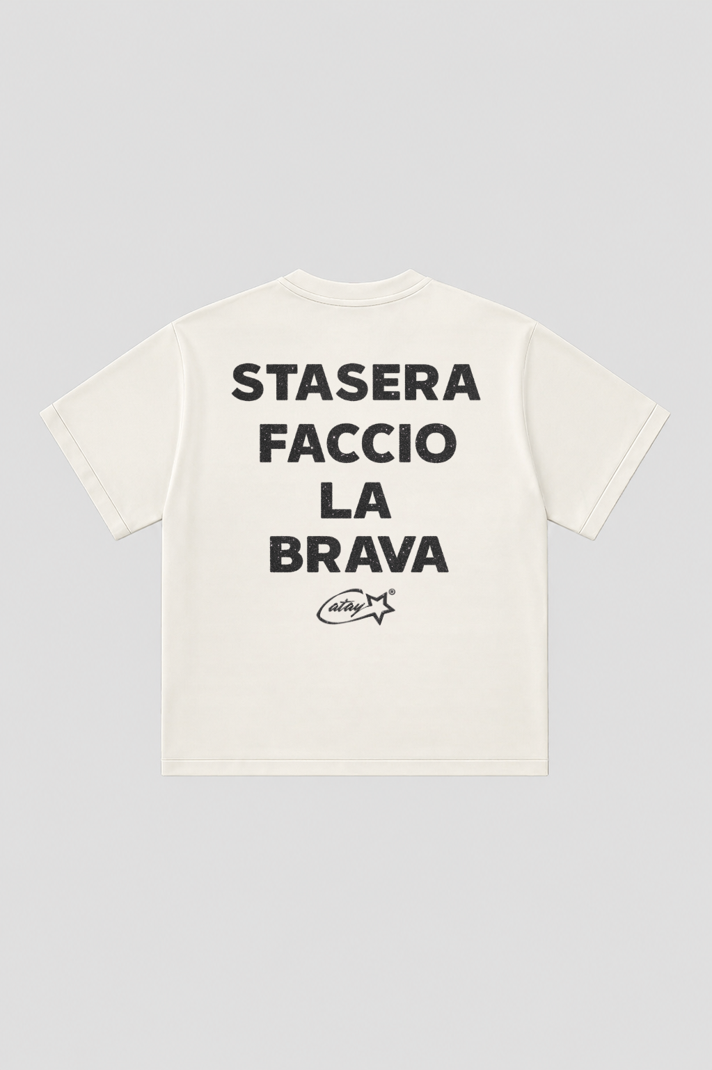 T-shirt Boxy fit "stasera faccio la brava" glitter White