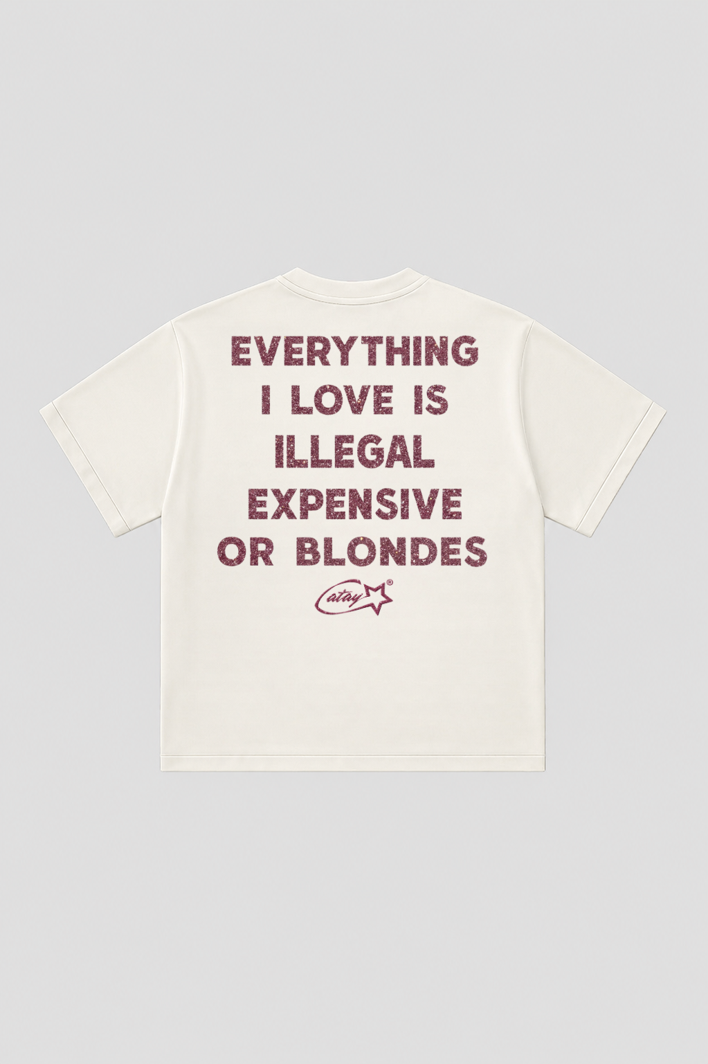 T-shirt "everything i love is illegal expensive or blondes" White