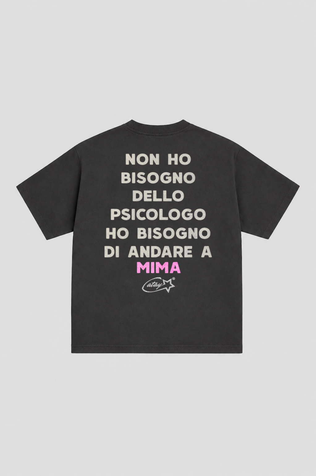 T-shirt Boxy fit "non ho bisogno dello psicologo ho bisogno di andare a mima" Black