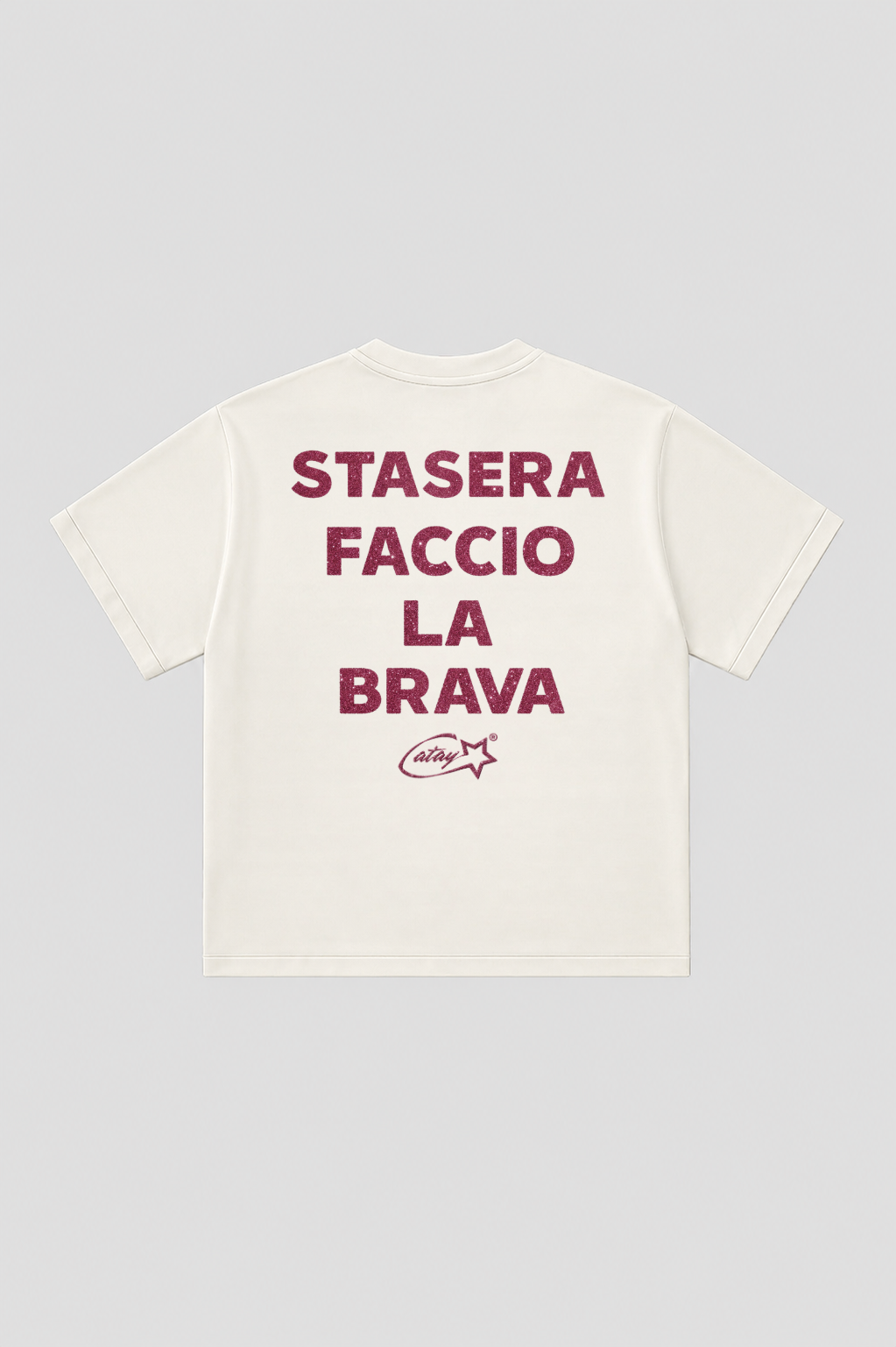 T-shirt Boxy fit "stasera faccio la brava" glitter White