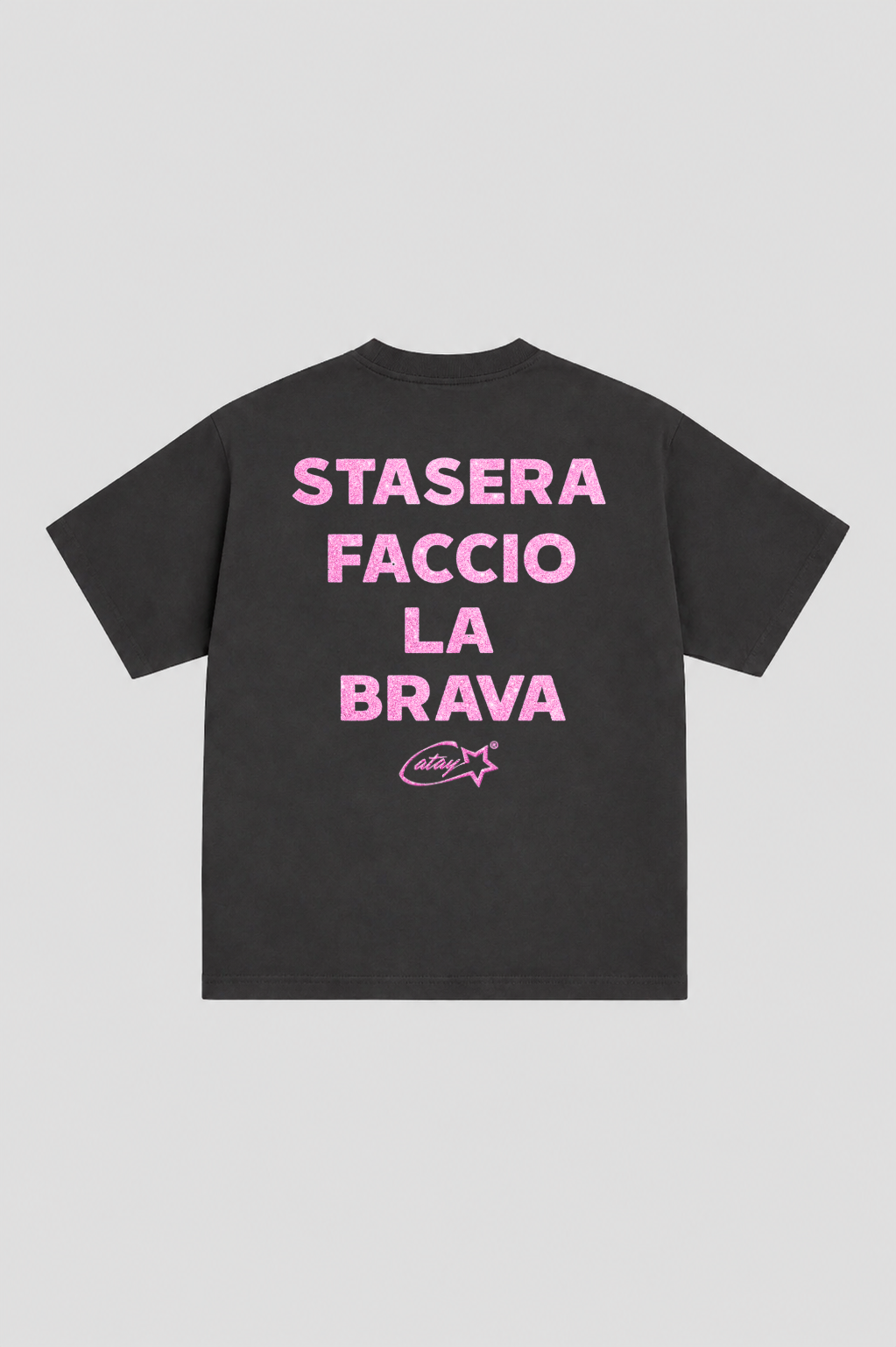 T-shirt Boxy fit "stasera faccio la brava" glitter