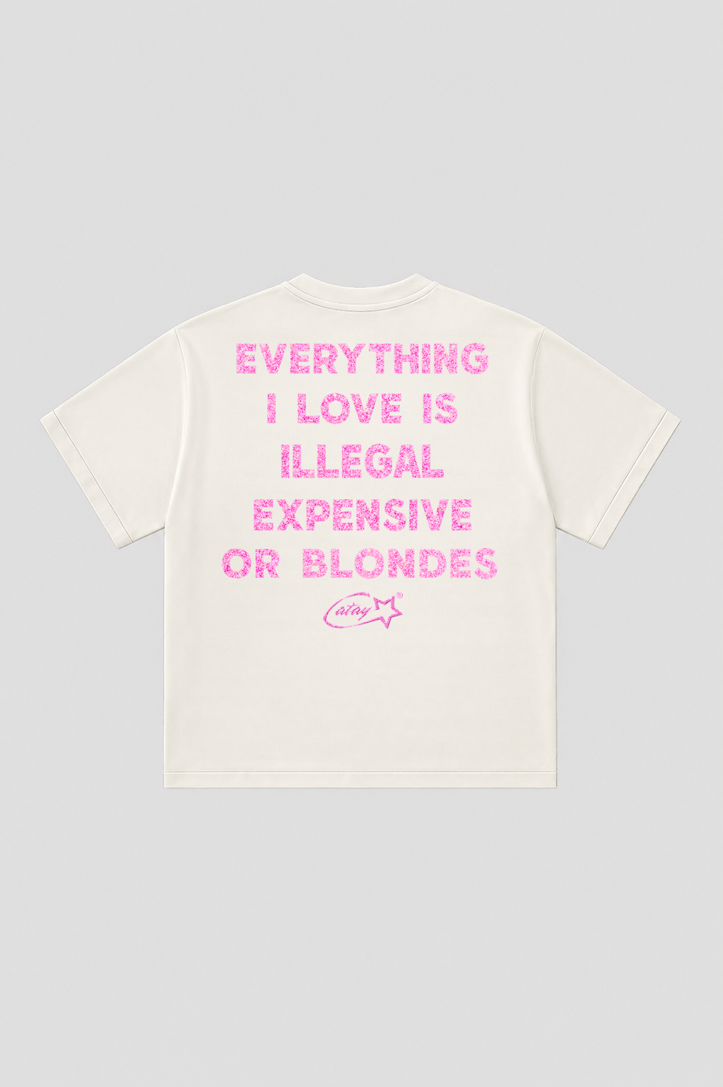 T-shirt "everything i love is illegal expensive or blondes" White