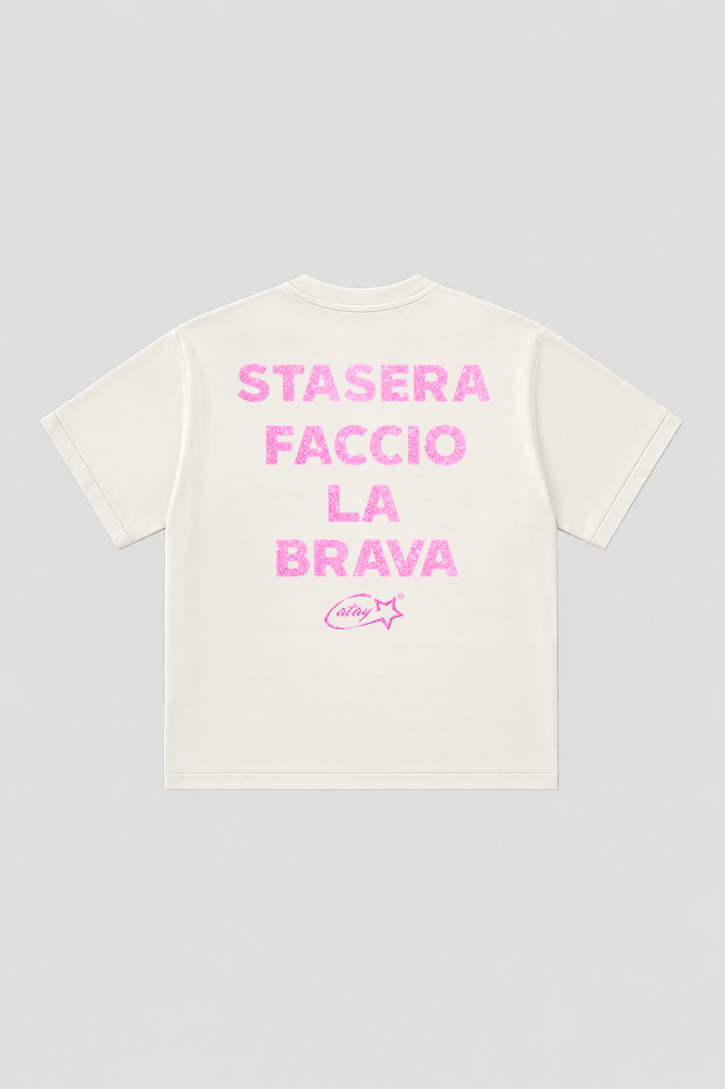 T-shirt Boxy fit "stasera faccio la brava" glitter White