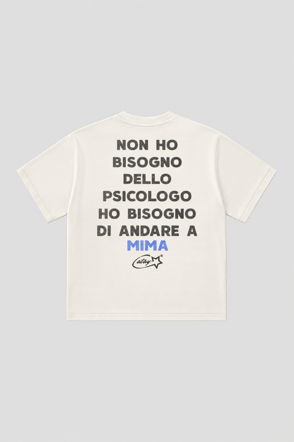 T-shirt Boxy fit "Non ho bisogno dello psicologo ho bisogno di andare a mima" White
