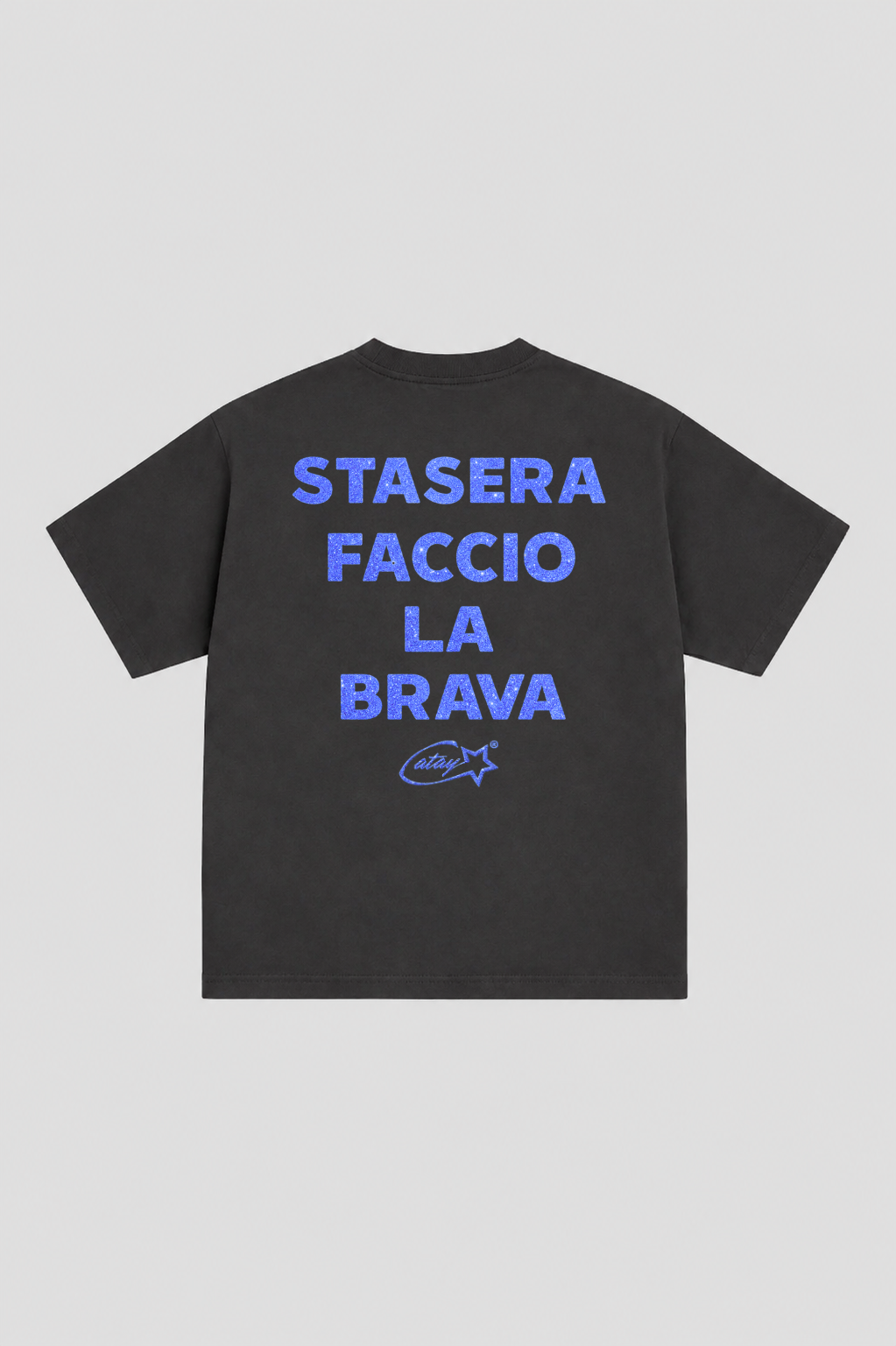 T-shirt Boxy fit "stasera faccio la brava" glitter