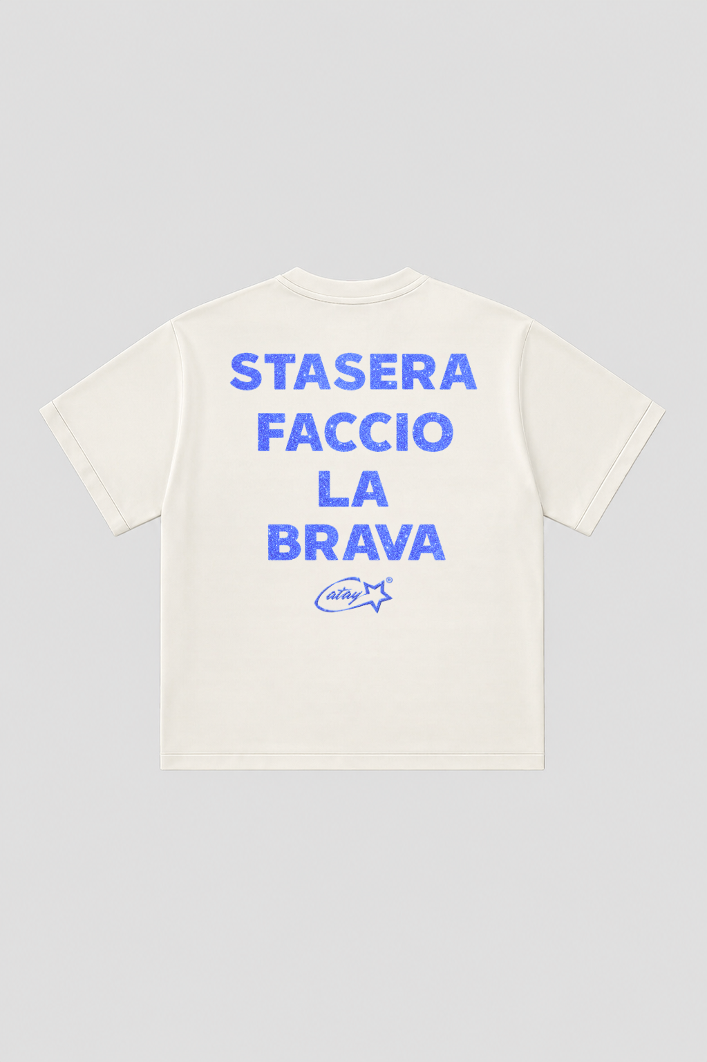 T-shirt Boxy fit "stasera faccio la brava" glitter White