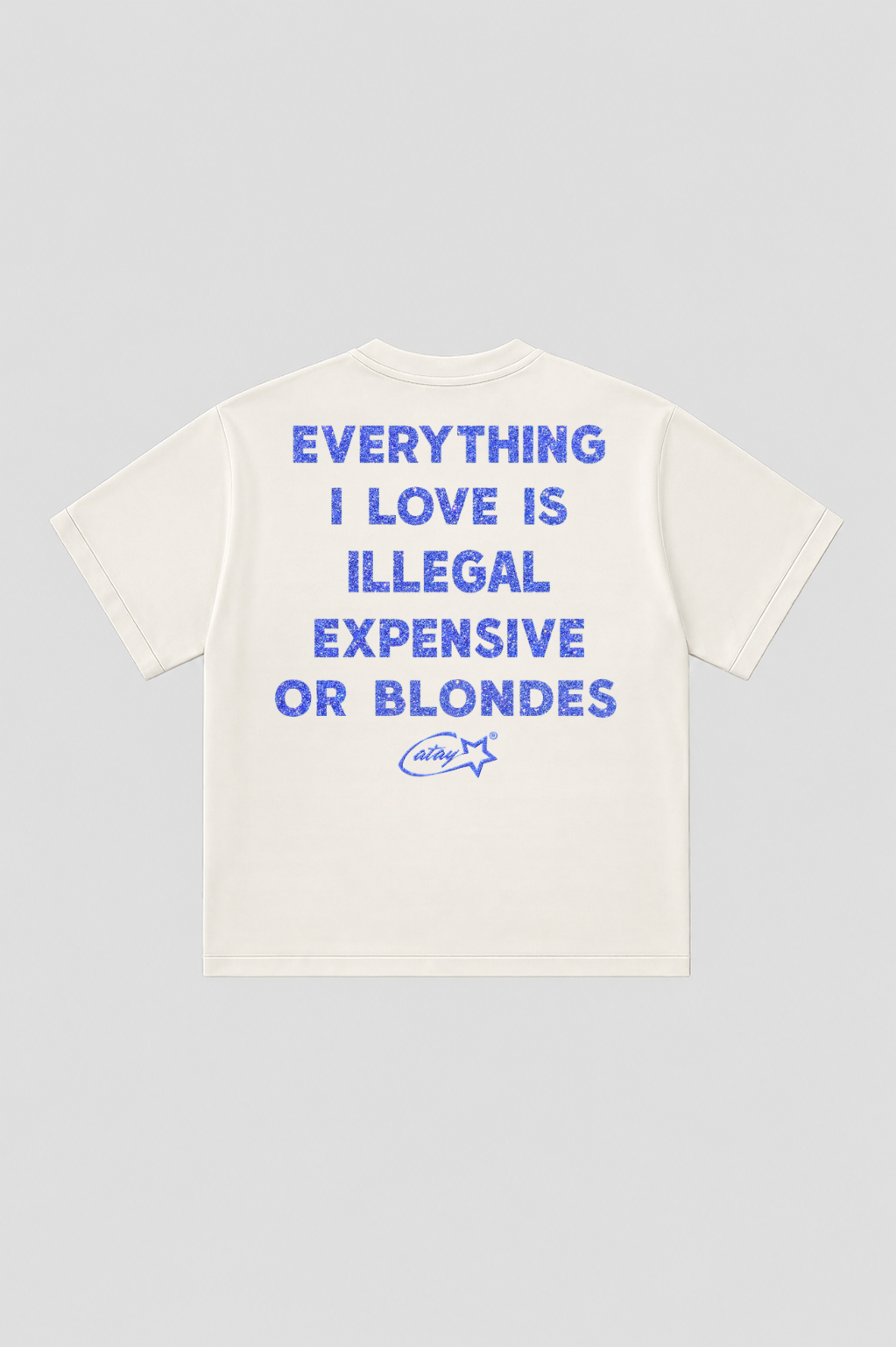 T-shirt "everything i love is illegal expensive or blondes" White