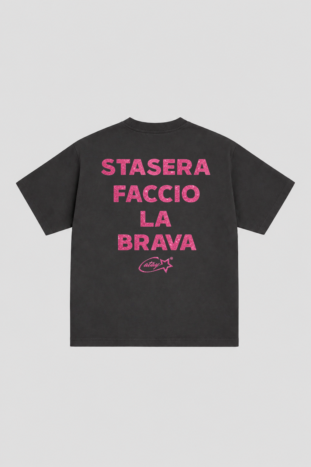 T-shirt Boxy fit "stasera faccio la brava" glitter