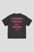 T-shirt Boxy fit "stasera faccio la brava" glitter