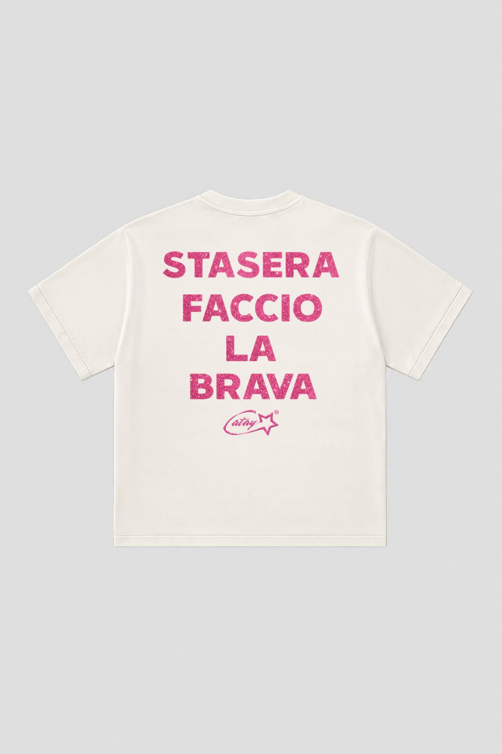 T-shirt Boxy fit "stasera faccio la brava" glitter White
