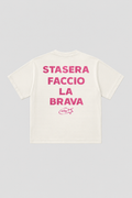 T-shirt Boxy fit "stasera faccio la brava" glitter White
