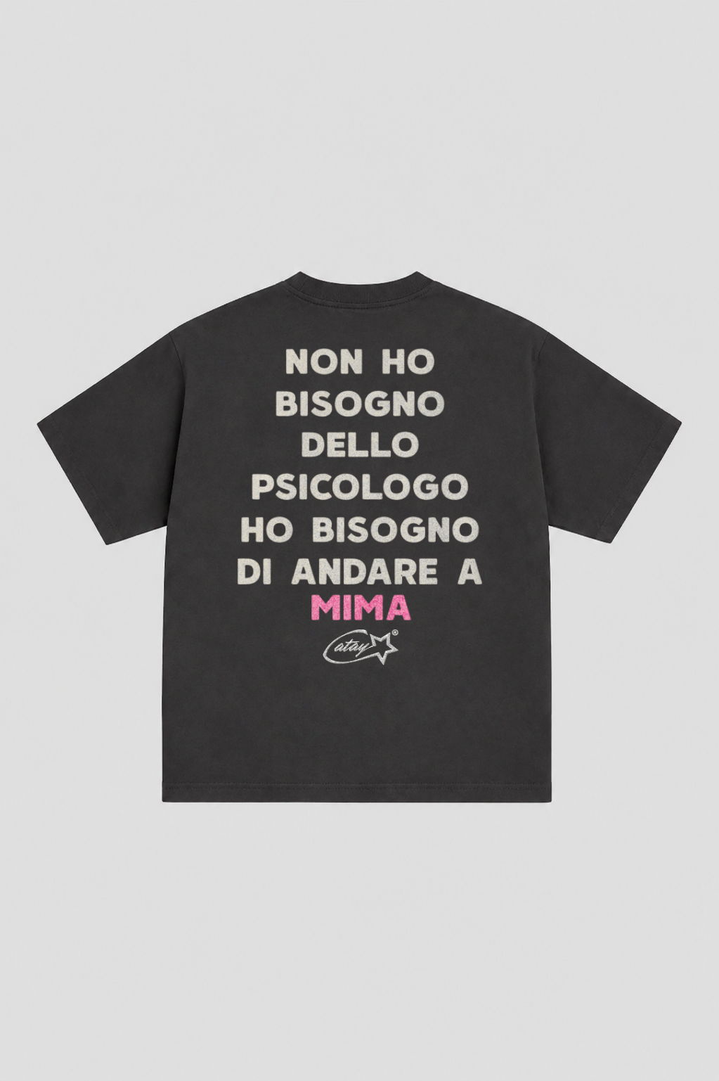 T-shirt Boxy fit "non ho bisogno dello psicologo ho bisogno di andare a mima" Black