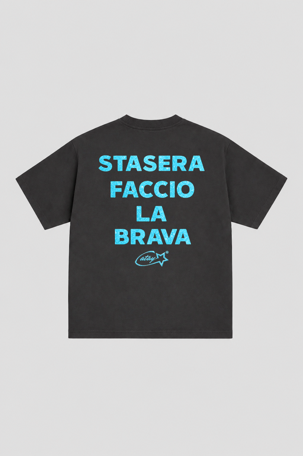 T-shirt Boxy fit "stasera faccio la brava" glitter