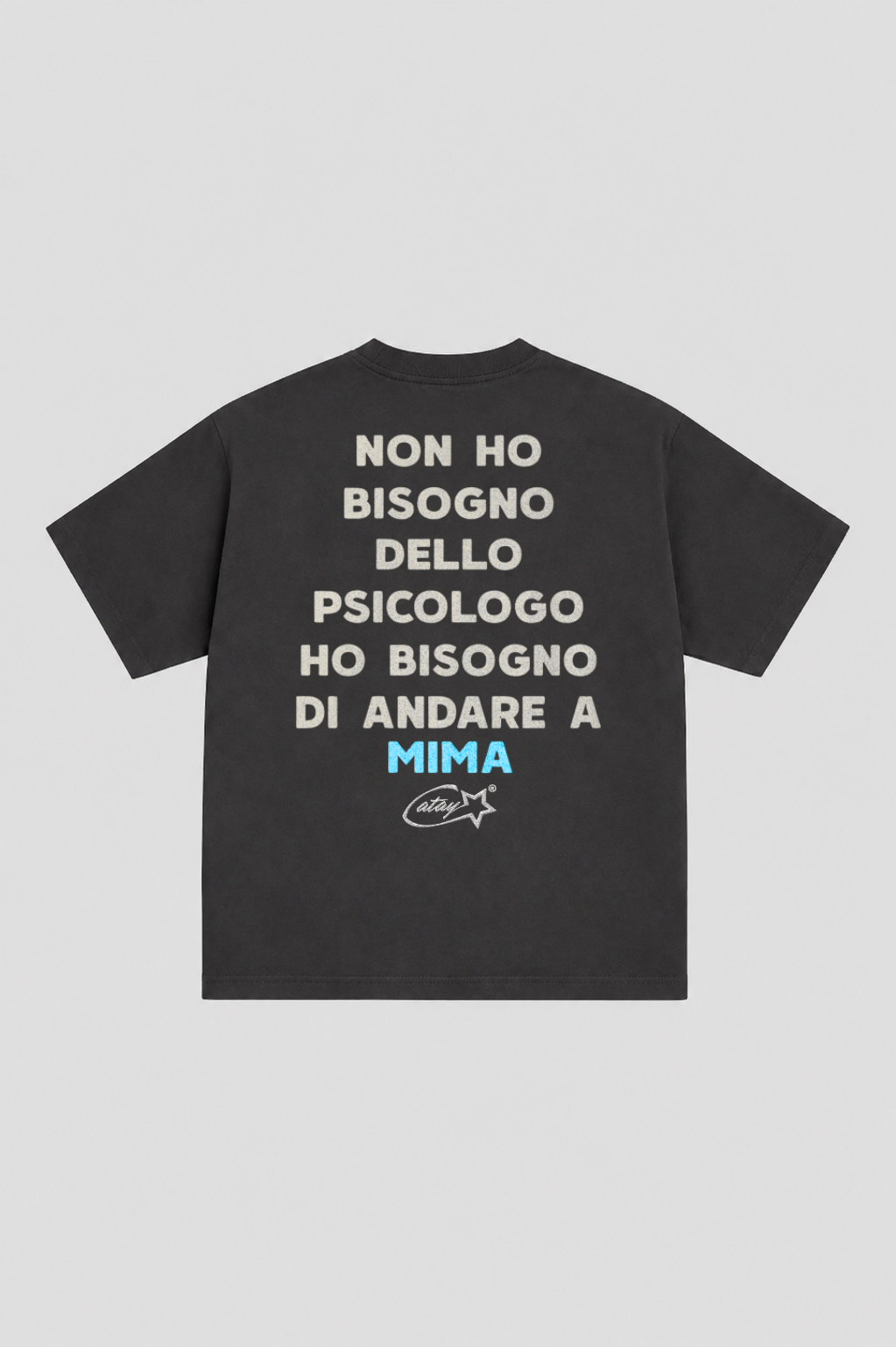 T-shirt Boxy fit "non ho bisogno dello psicologo ho bisogno di andare a mima" Black