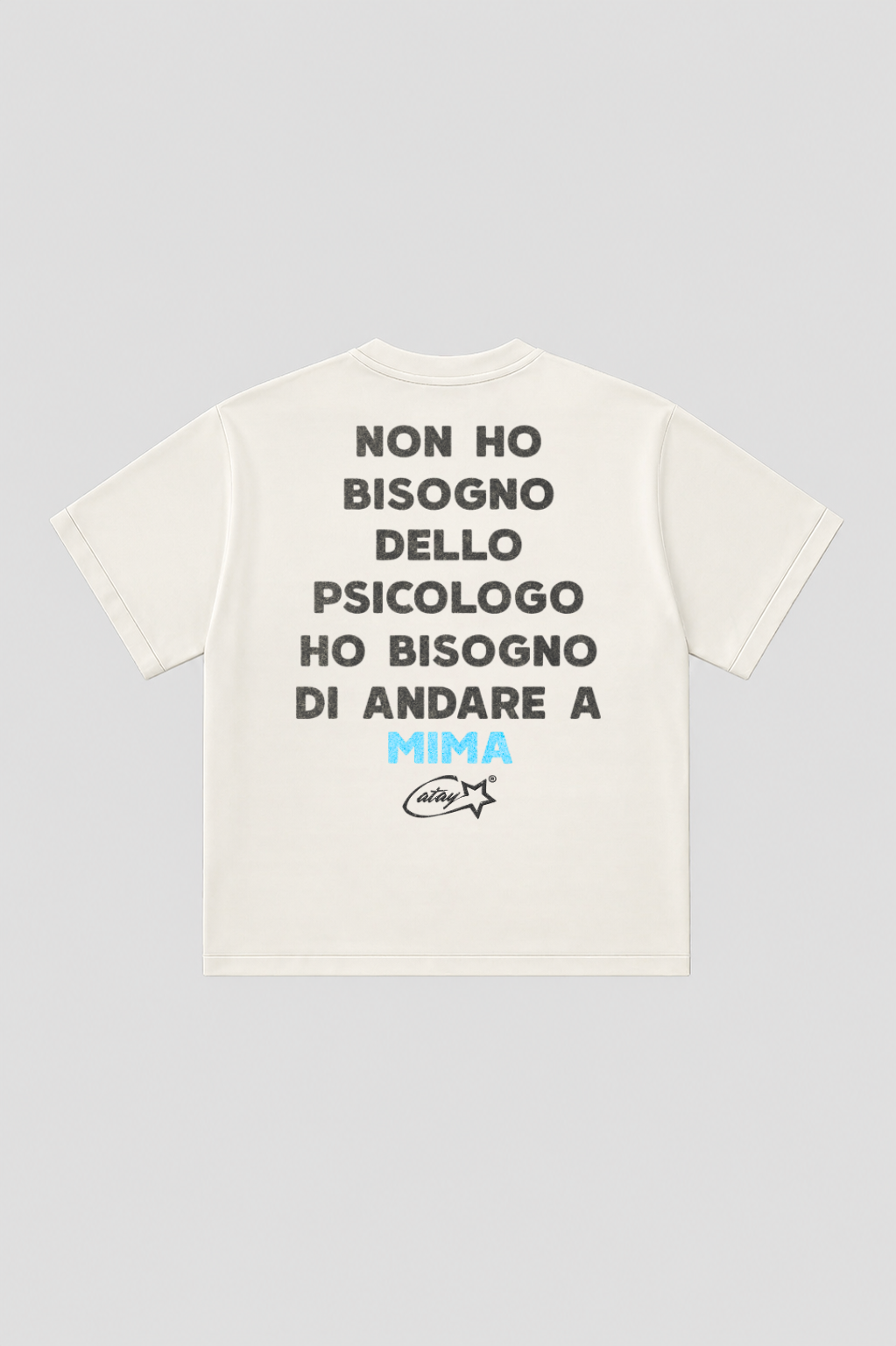 T-shirt Boxy fit "Non ho bisogno dello psicologo ho bisogno di andare a mima" White