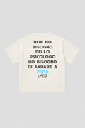 T-shirt Boxy fit "Non ho bisogno dello psicologo ho bisogno di andare a mima" White