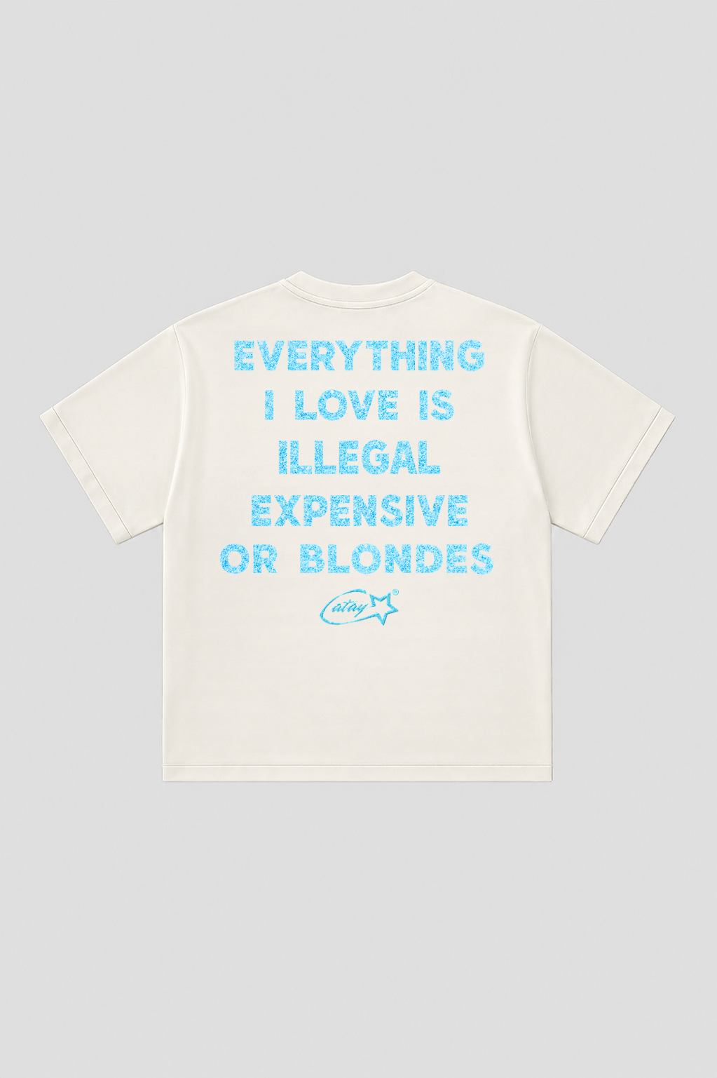 T-shirt "everything i love is illegal expensive or blondes" White