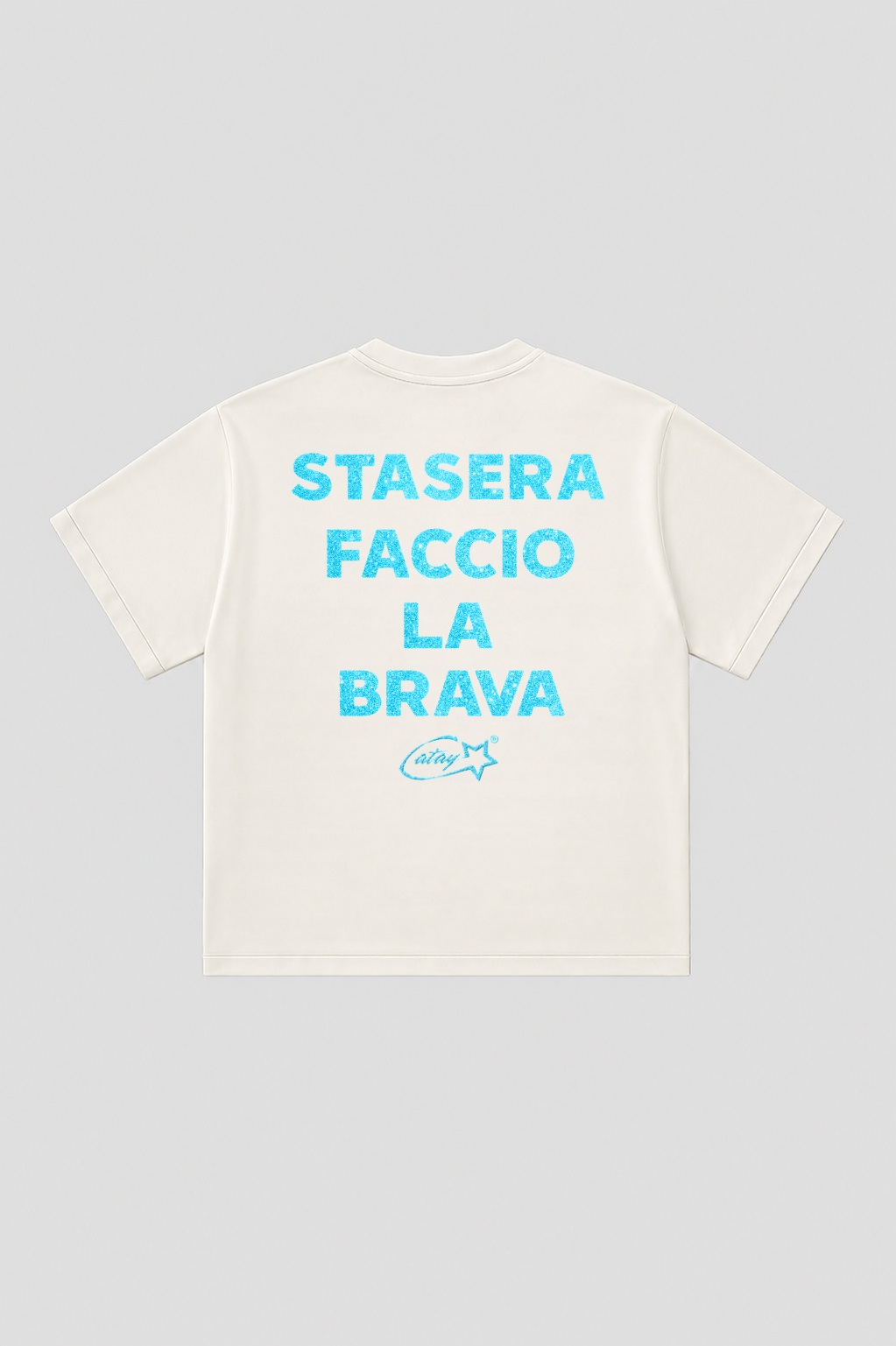 T-shirt Boxy fit "stasera faccio la brava" glitter White