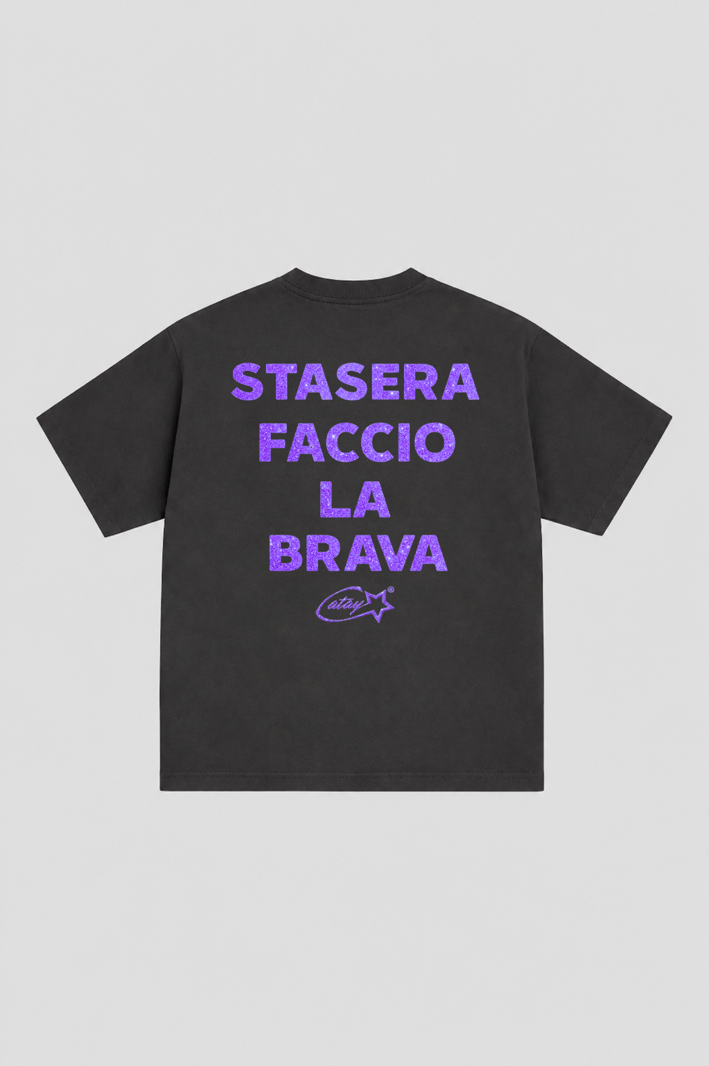 T-shirt Boxy fit "stasera faccio la brava" glitter