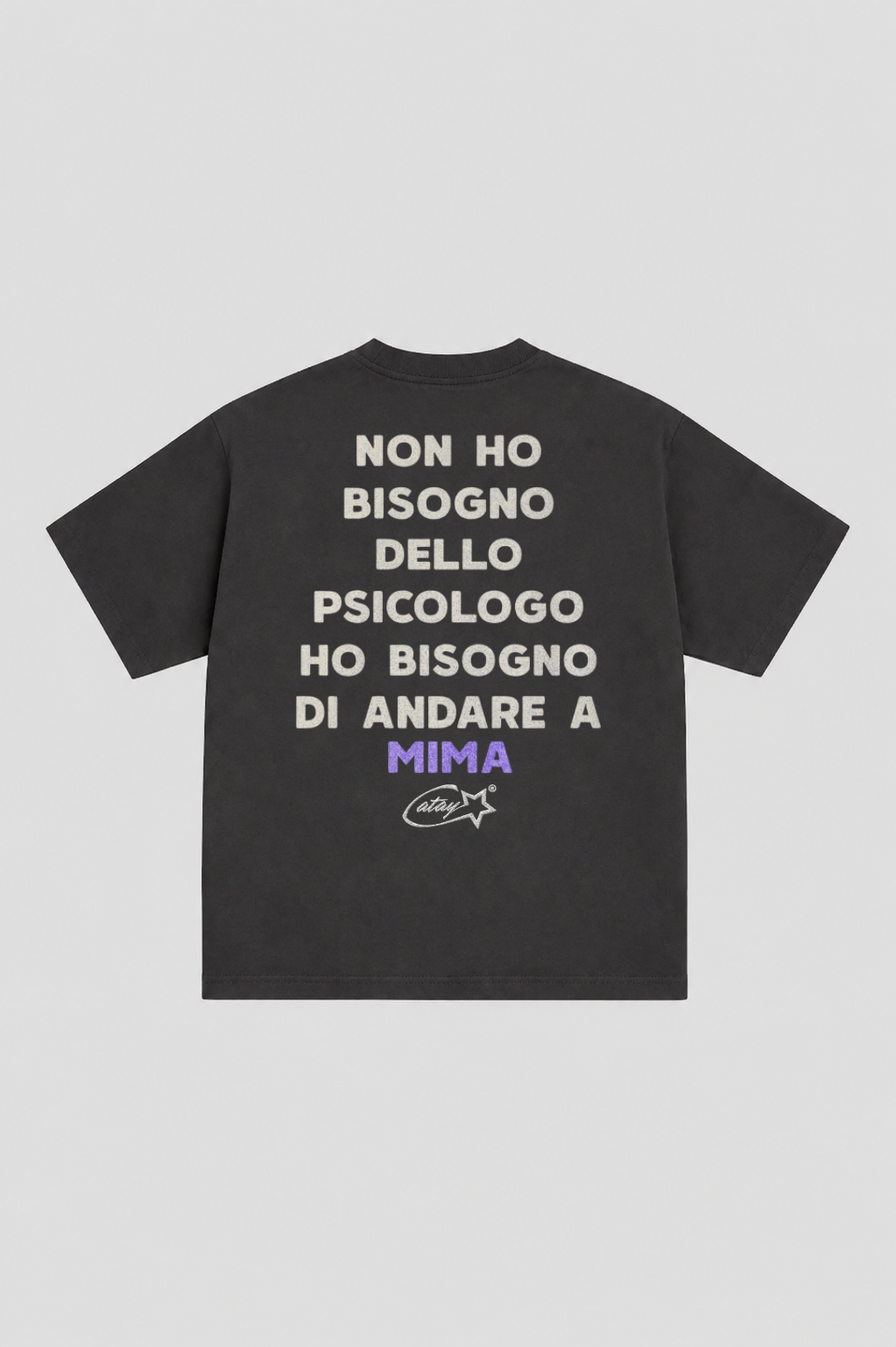 T-shirt Boxy fit "non ho bisogno dello psicologo ho bisogno di andare a mima" Black