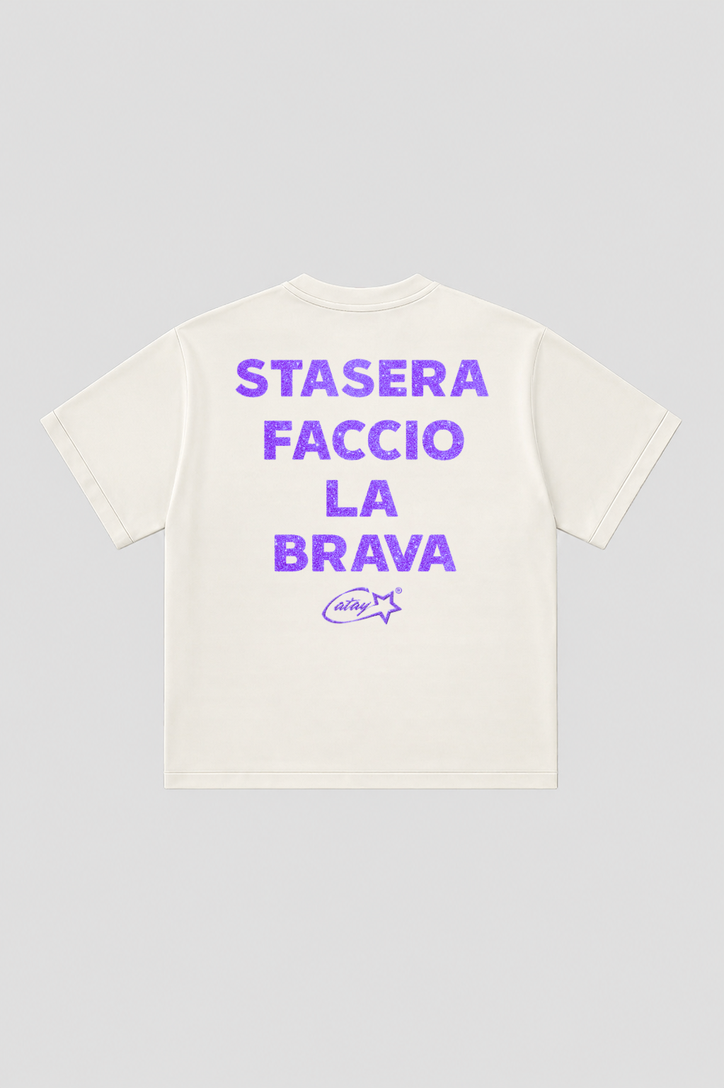 T-shirt Boxy fit "stasera faccio la brava" glitter White