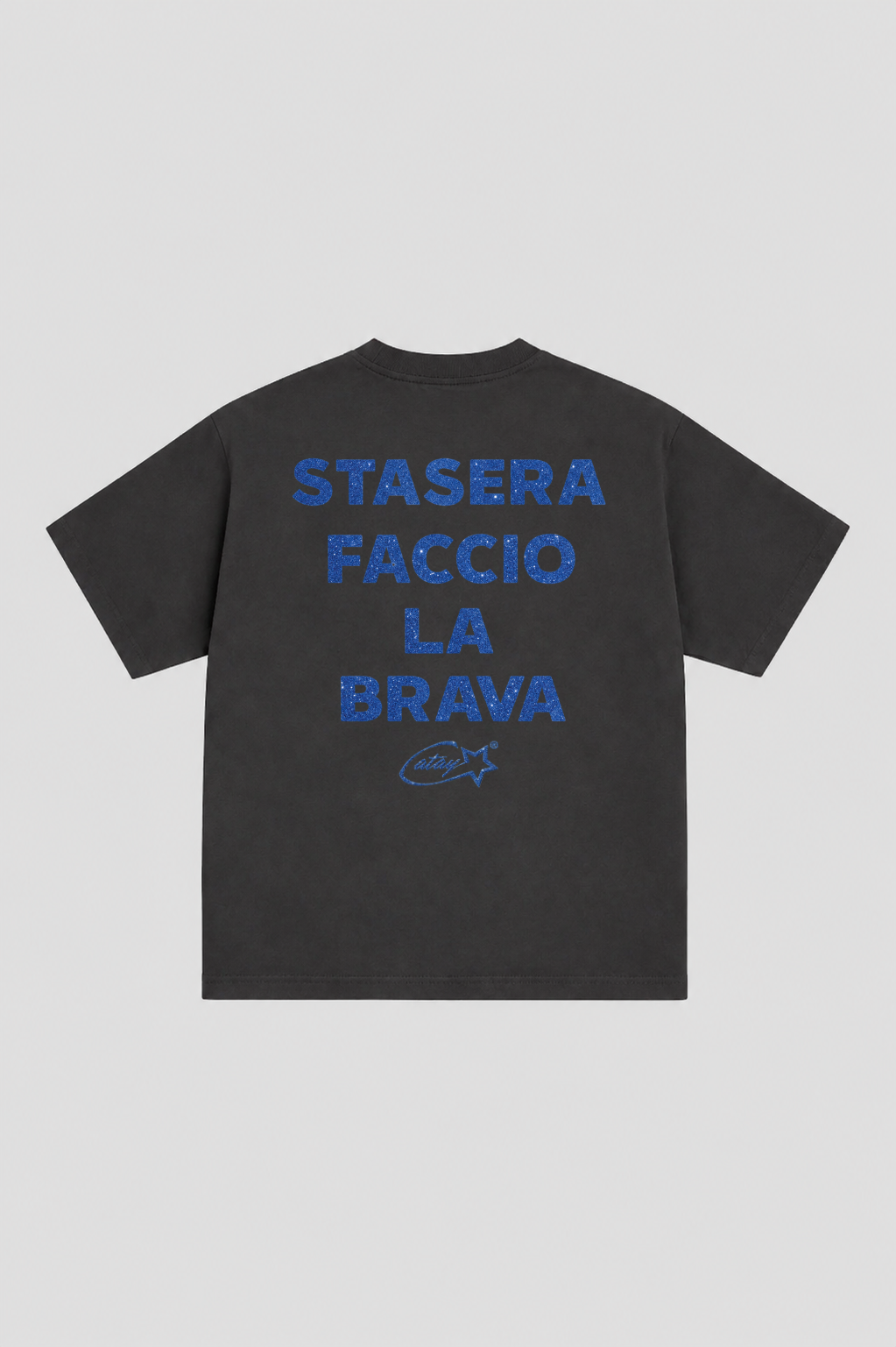 T-shirt Boxy fit "stasera faccio la brava" glitter