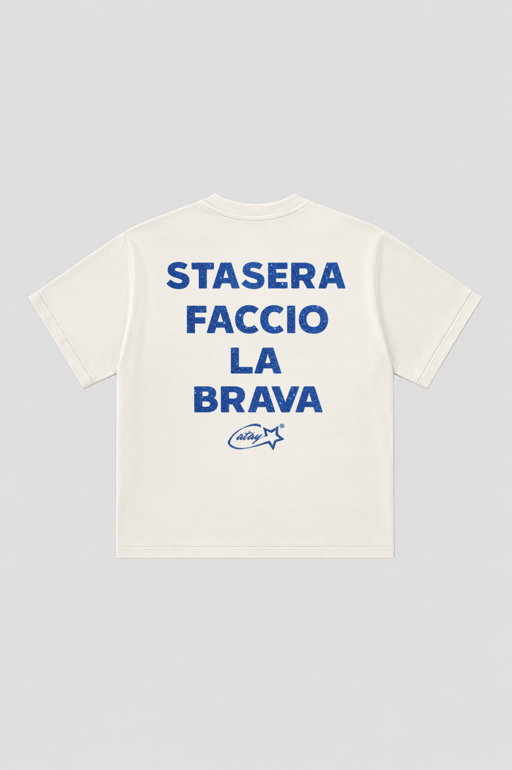 T-shirt Boxy fit "stasera faccio la brava" glitter White