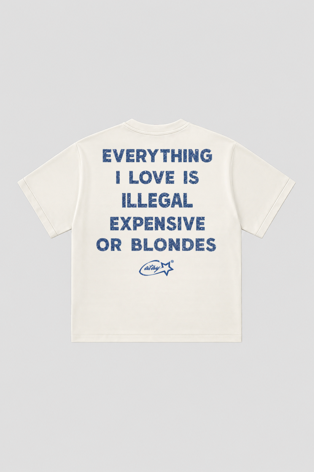 T-shirt "everything i love is illegal expensive or blondes" White